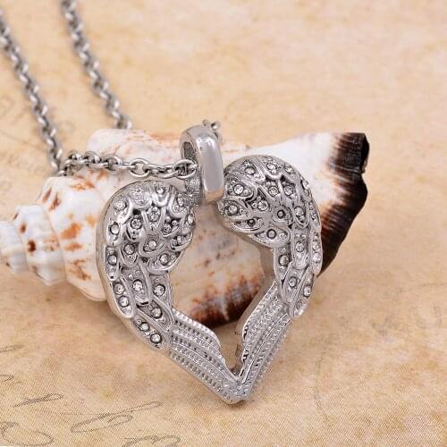 IJD9777Feather Wings Cremation Necklace Memorial Ashes Urn Holder Funeral Casket Keepsake Pendant Jewelry Locket Stainless Steel