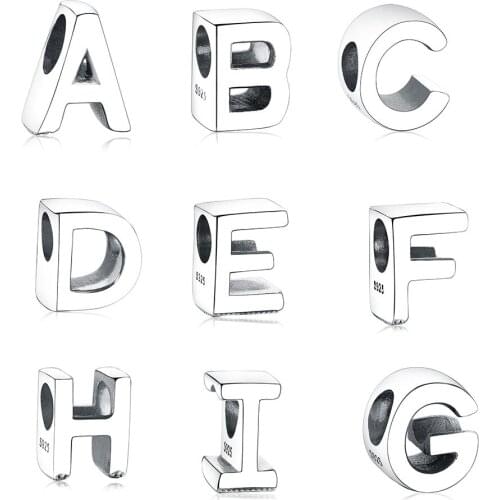 Fit Original Pandora Charm Bracelet Fashion DIY Jewelry berloque Dropshiping 925 Sterling Silver Alphabet Letter Charm Beads