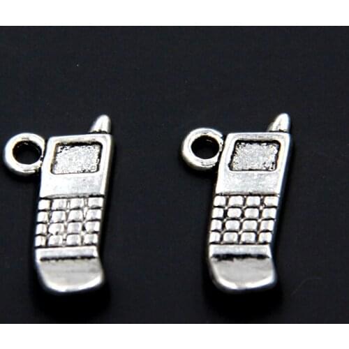 Wholesale 50pcs Tibetan Silver Phone Charms Pendants 18x9.5mm