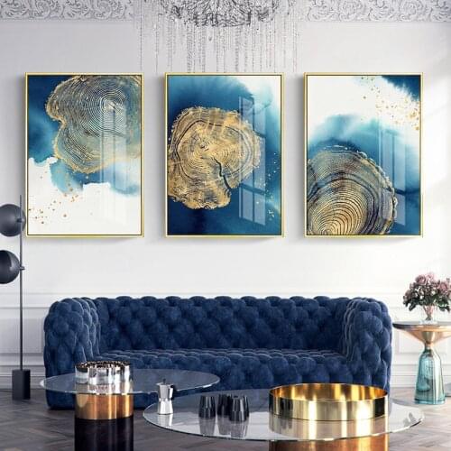 Golden Tree Rings Nordic Poster Wall Art Canvas Abstract Painting Posters and prints Wall Pictures for Living Room Home Decor