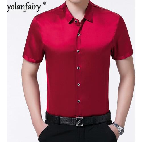 QYLVAWOY Mens Silk Shirts