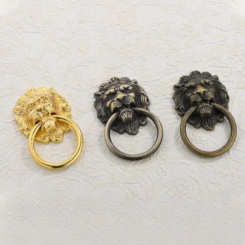 1pc Multicolored European Zinc Alloy Single Hole Lion Head Door Handle Wardrobe Cabinet Pulls Knob Vintage Retro Craft