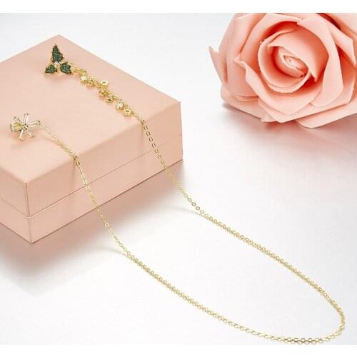 Christmas Elements Snowflake Leaf Earlace Unique Personality Long Chain 925 Sterling Silver Tassel Stud Earrings Necklace