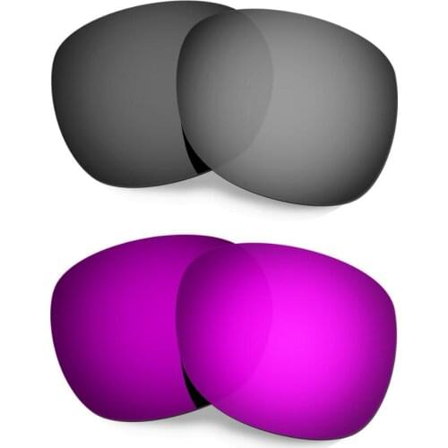 HKUCO For Garage Rock Sunglasses Replacement Polarized Lenses 2 Pairs - Black&Purple