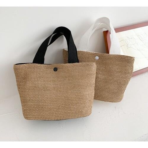 Straw Woven Women Handbag Fashion Summer Classic Texture Creative Design Chic Casual Beach Bucket Bags Female Daily Totes