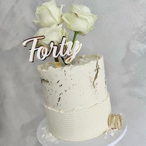 Forty Happy Birthday Cake Topper Acrylic Gold White Hello 40 Birthday Cupcake Topper for 40th Birthday Party Cake Decorations