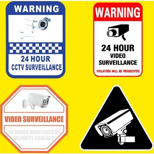 24-hour Video Surveillance Reflective Warning Sign High Quality Waterproof Car Sticker Vinyl PVC Sunscreen Decals
