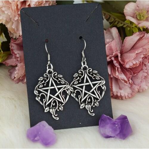 Vine Leaves Wrap Pentagram Drop Earring Witch Jewelry For Women