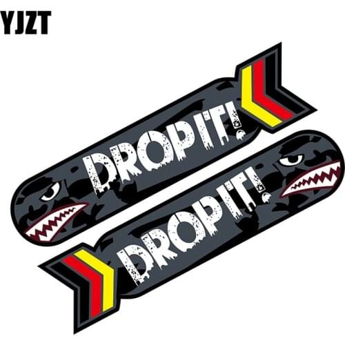 YJZT 2X 13CM*2.9CM Personality Motorcycle Helmet Decal DROPIT Shark Cartoon Reflective Car Sticker 6-2159