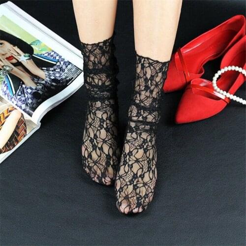 Women Girl Lace Ankle Socks Thin High Socks Middle Hosiery Transparent Medias De Mujer Calcetines NEW