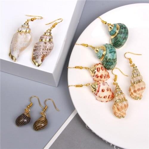 Natural Shell Earrings Drop Earrings Women Boho Shell Pendant Earring Hanging Statement Dangle Sea Shell Summer Beach Jewelry