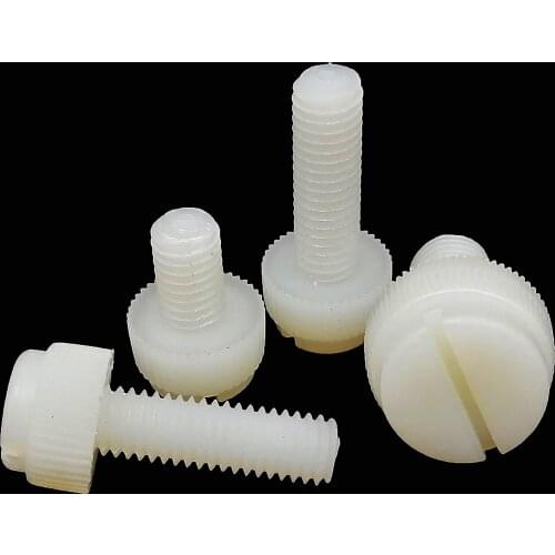 10pcs M3 M4 M5 M6 M8 White Nylon Plastic Insulated Knurl Slotted Head Adjust Toolless Thumbscrew Hand Tighten Thumb Bolt Screw