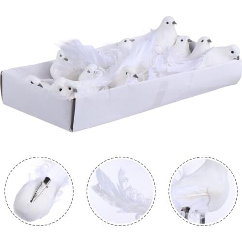 12pcs Simulation Pigeon Decor Feather Pigeon Ornament Simulation Bird Model