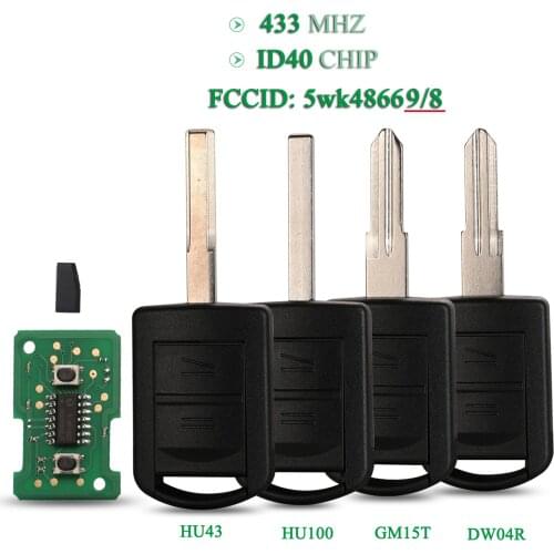 Bilchave 2Buttons For Opel Vauxhall Corsa C Meriva Astra Combo Agila Auto Fob Remote Car Key 433.9MHz ID40 Chip FCC: 5wk48668/9