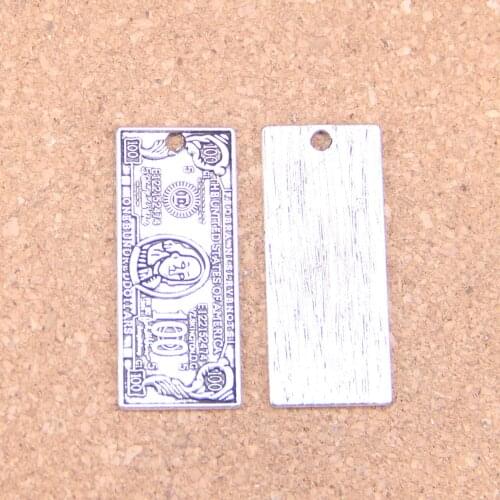 30pcs Charms 100 Dollar 42x18mm Antique Pendants,Vintage Tibetan Silver Jewelry,DIY for bracelet necklace