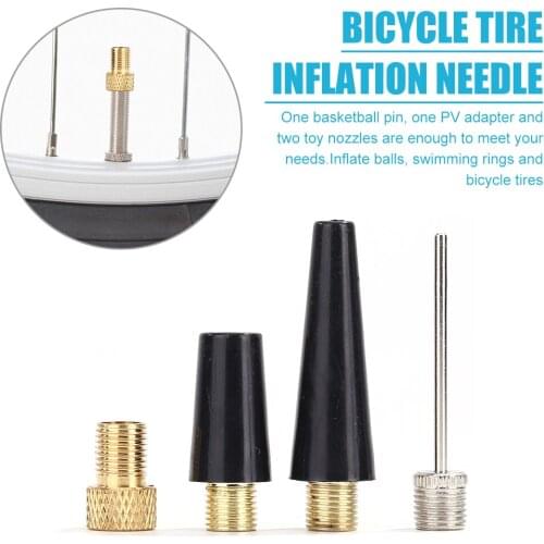 4pcs/set Ball Needle Nozzle Adapter Kit Bicycle Tire Inflate Pump Parts Needle Football Basketball Soccer Bike Tire Accessories