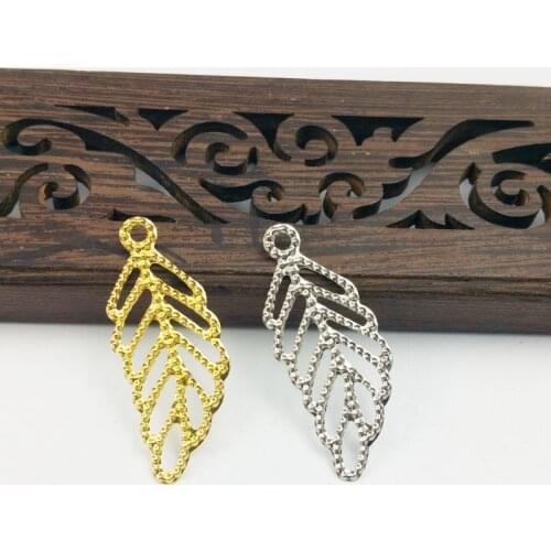 50pcs 13x32mm Filigree leaf Wraps Metal Charms For Embellishment Scrapbook DIY Jewelry Metal Craft Jewelry Accessories