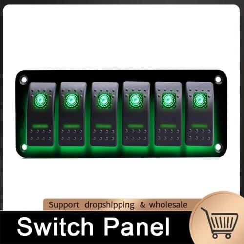 6 Gang ON-OFF Rocker Switch Panel 12/24V Double Light Switch LED Switch Panel for Marine Boat Caravan RV
