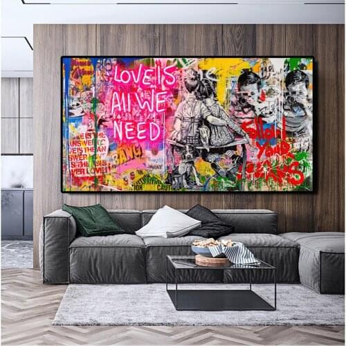 Abstract Colorful Baby Chlid Graffiti Art Canvas Paint Print Street Wall Art Pictures for Modern Living Room Cuadros Home Decor