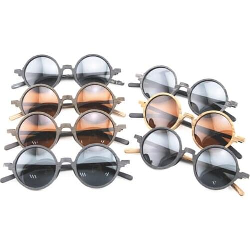 AZB Design Vintage Round Wood Sunglasses Classic Bamboo Wooden Polarized Sun Glasses Men Women Retro Handmade Eyewear 8843