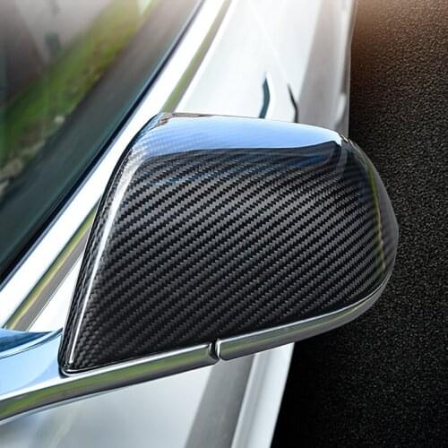 Car carbon fiber rearview mirror shell decorative shell mirror cover For Tesla model3 modified Accessories