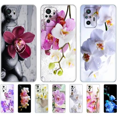 For xiaomi redmi 9A 9 9c 9T Note 10 pro 9T Case Silicon Back Cover Phone Case funds etui bumper coque Orchid Flowers
