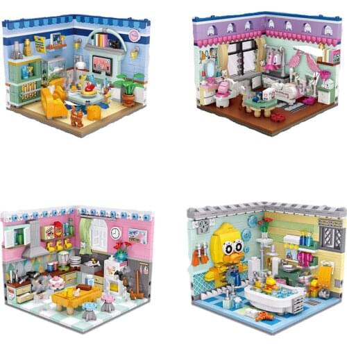 LOZ 1901-1904 Mini Home Scene Living Room Kitchen Bedroom Bathroom Princess Insert Building Blocks Educational Toys For Children