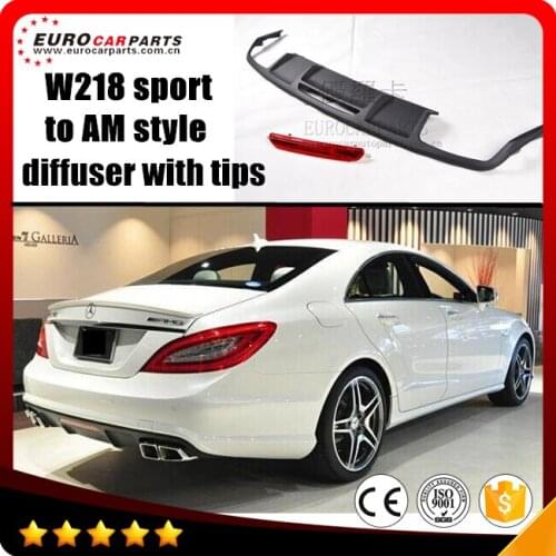 CLS63 diffuser fit for MB CLS-class CLS350 CLS550 sport line to CLS63 A style PP diffuser with brake lights and exhaust tips