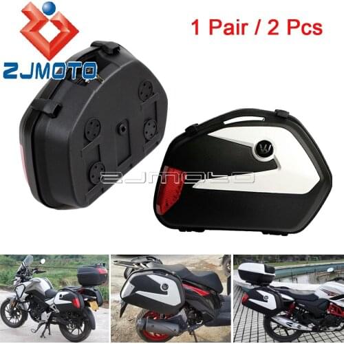 For BMW Suzuki Ducati Yamaha Kawasaki Ninja 2PC Racing Motorbike Travel Tail Side Case Saddlebags 20L Luggage Cargo Box with LED