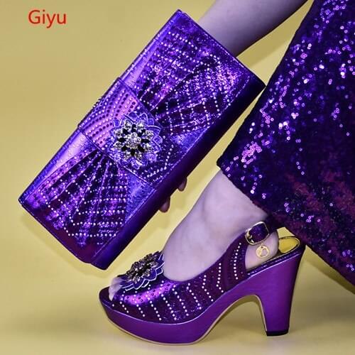 Doershow Italian Matching Shoes and Bag Set African Wedding Shoe and Bag set Italy Shoe and Handbag Summer Set Women HAB1-24