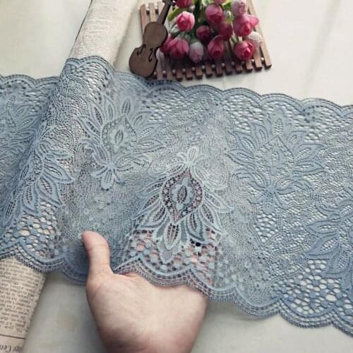 2meters/lot 23cm Wide Black Grey Elastic Lace Trim Stretch Lace Skirt Hem Underwear Sewing Craft DIY Apparel Fabric Lace