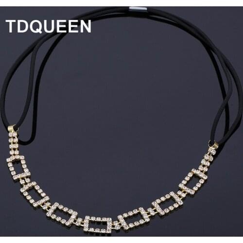 TDQUEEN Bridal Elastic Hairbands Rhinestone Head Chain Elegant Tiara Headbands Wedding Bride Hair Jewelry Accessories for Women