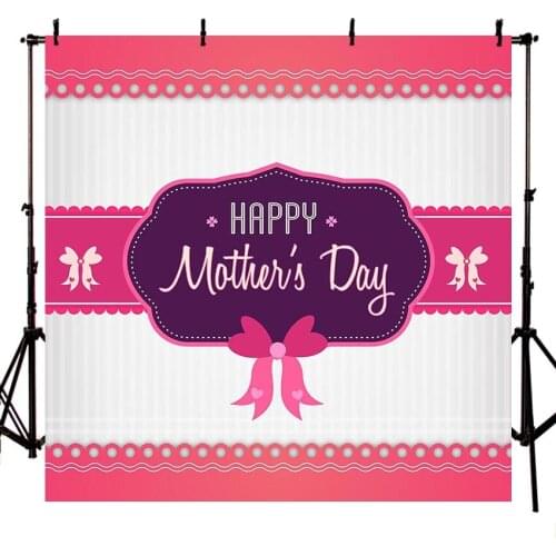 Avezano Happy Mothers Day Backdrops Bow Pink Flowers Wallpaper Photography Backgrounds Photo Studio Photophone Photozone Decor
