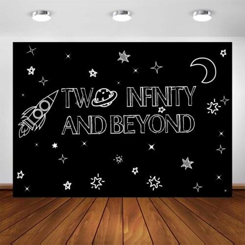 Two Infinity and Beyond Birthday Party Decoration Backdrop Outer Space Photography Background Photo Booth Supplies Banner