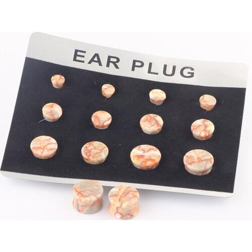 JUNLOWPY Stone Ear Plugs Kit Gauges 2g- 5/8" Saddle Expander Set Lobe Stretchers Earring For Women Men Piercing Jewelry 5 Cards