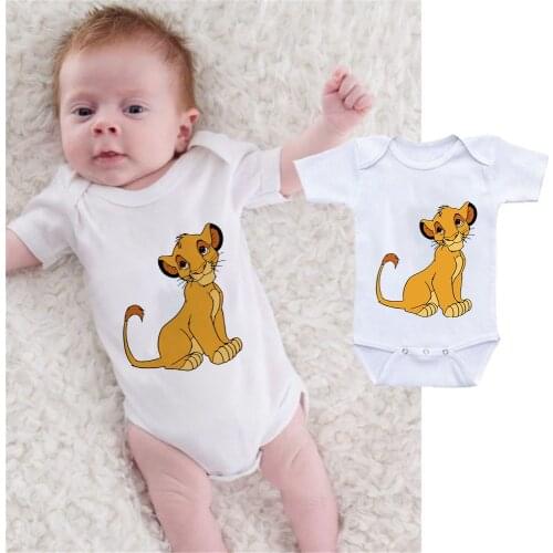 2021 Baby One-piece Rompers Newborn Jumpsuit Lion King Simba Printed Summer Baby Girls Boys Bodysuit Cartoon Baby Clothing