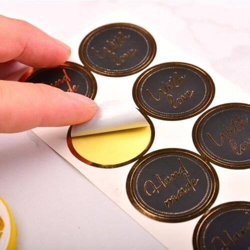 80pcs black hot stamping round baking sealing stickers 3cm for envelope gold sealing labels