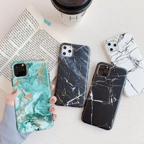 Fashion black green marble soft phone case For iphone 12 Mini 11 Pro Max X XR XS MAX SE 2020 6s 7 8 plus back protection cover