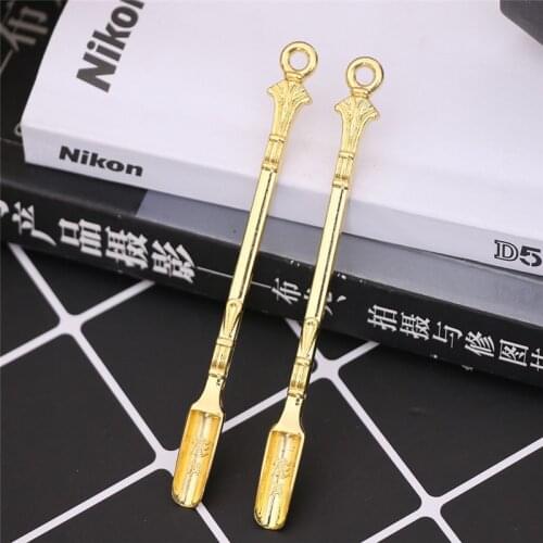 2020 Novel Design 85MM Golden Metal Spoon Use For Snuff Powder Spoon Tea Pendants Tableware Tea Spoon Mini Tableware