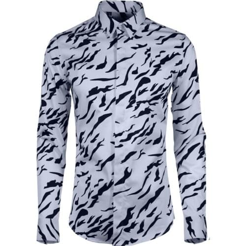 New Arrival High Quality Fashion Digital Printing Wave Long Sleeve Winter Casual Shirts 100% Cotton Plus Size M L XL 2XL 3XL 4XL