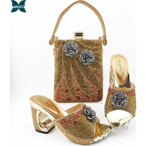Italian Shoes with Matching Bags 2020 Shoe and Bag Set for Party In Women Nigerian Women Party Pumps with Purse Women High Heels