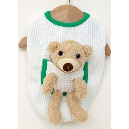 Pet clothes spring and summer Teddy Bichon small and medium-sized dog costumes cat clothes cream waffle bear pocket vest