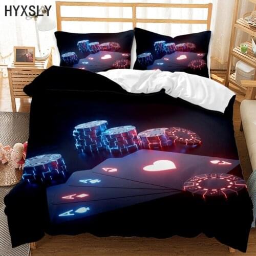 Poker Jetton Clock Comforter Cover Card Game Bedding Set Gamer Playing Duvet Cover Retro Game Red Black Quilt Cover Decoration