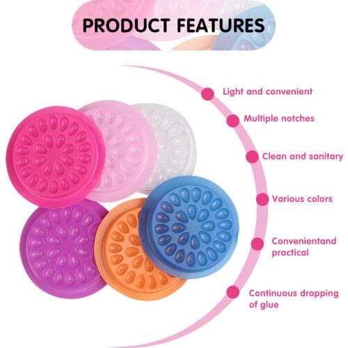 Glue Portable Flower Shape Transparent/Pink Eyelash Glue Holder Disposable Durable Gasket Pallet Eyelash Extension Makeup Tool