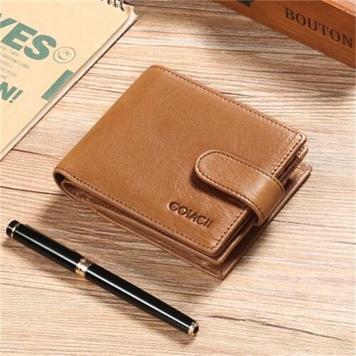 RFID Blocking Mens Wallet Genuine Leather Purse Male Wallets Storage Bag Zipper Coin Purse ID And Credit Card Holder Wallet Men