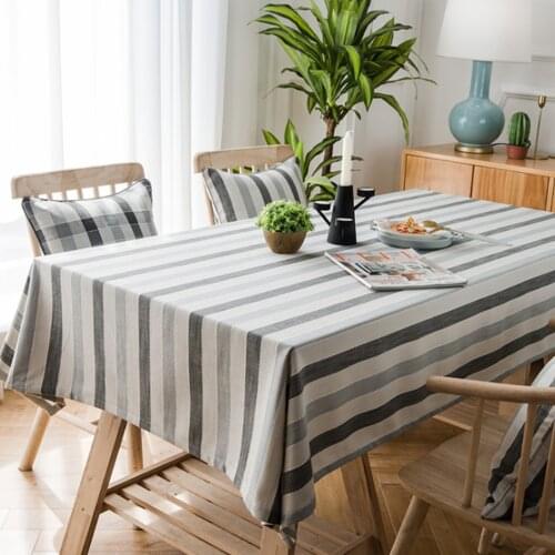 Modern And Simple Color Striped Cotton And Linen Tablecloth Rectangular Coffee Table TV Cabinet Cover Cloth Fashion Tablecloth