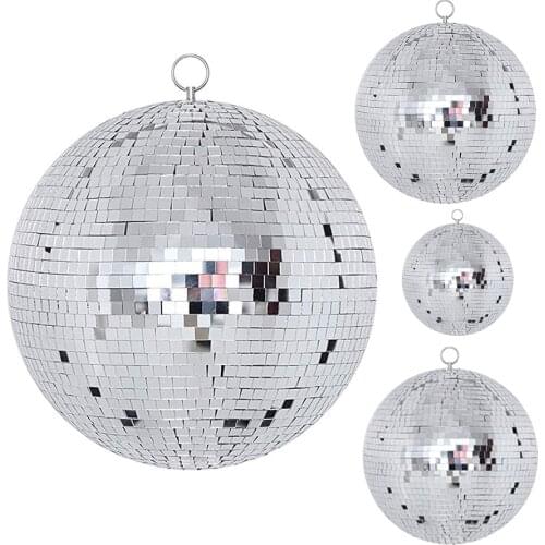 10/15/20/25cm Glass Rotating Disco Mirror Ball Commercial Holiday Christmas Party Reflective Hanging Disco Ball Stage Cake Decor