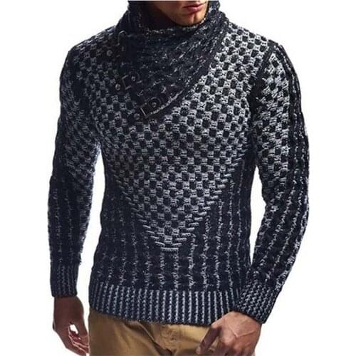Mens Sweater Autumn Winter New Casual Turtleneck Men Sweaters Full Sleeve Oversized Sweater Men Slim Fit Knitted Pullover Men