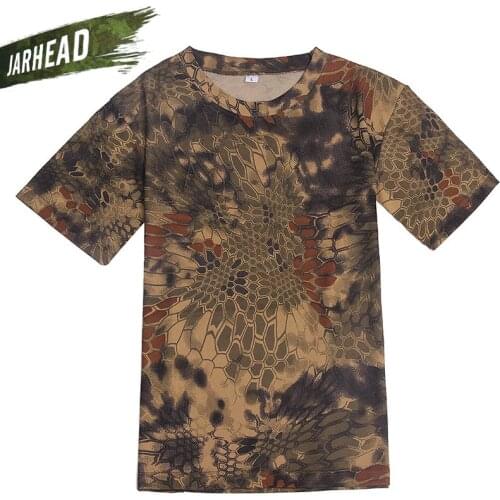 Tactical Military T-Shirt Men Training Clothes Summer Jungle Camouflage T Shirt Breathable Mesh Training Suit O-Neck Tees
