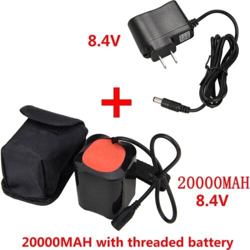 20000mAh Bicycle Light 8.4V 18650 For Faro Bicycle Light Lantern battery Threaded connector with charger